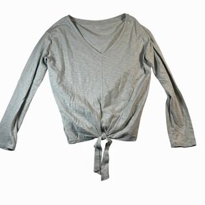GAP Womens Top Medium M‎ Long Sleeve V Neck Tie Front Light Blue Casual